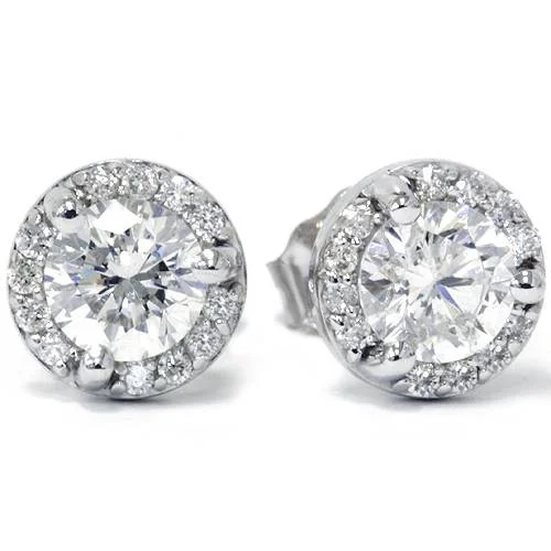 Luxury Handcrafted Jewelry For Elegant Looks 7/8ct Pave Halo Martini Diamond Studs 10K White Gold Luxury Handcrafted Jewelry For Elegant Looks 7/8ct Pave Halo Martini Diamond Studs 10K White Gold