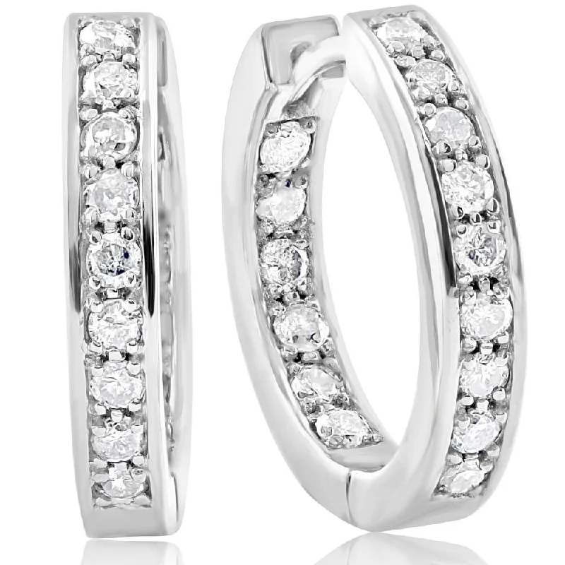 Save On Luxury Jewelry Pieces – Limited-Time Offers .80 Ct Diamond Inside Outside Hoops 14K White Gold 5/8" Tall Save On Luxury Jewelry Pieces – Limited-Time Offers .80 Ct Diamond Inside Outside Hoops 14K White Gold 5/8" Tall