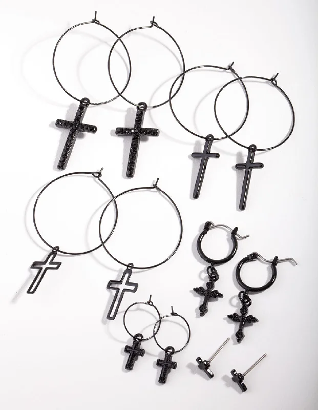 Jewelry Clearance – Final Chance To Save Big Black Cross Earring Pack