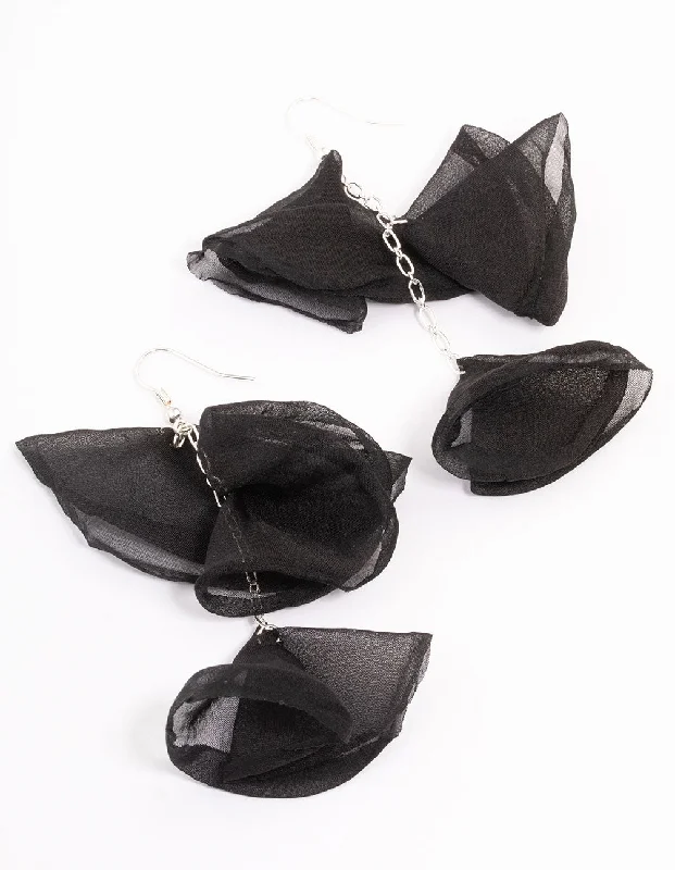 Your Perfect Accessory Now At The Best Price Black Ribbon Twirl Drop Earrings