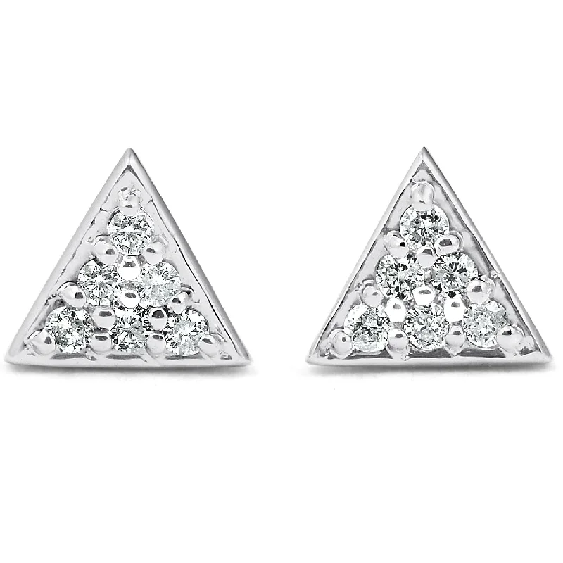 Timeless Elegance At Unbelievable Discounts G/VS 14k White Gold Triangle Pave .12Ct Diamond Delicate Studs Womens Earrings Timeless Elegance At Unbelievable Discounts G/VS 14k White Gold Triangle Pave .12Ct Diamond Delicate Studs Womens Earrings