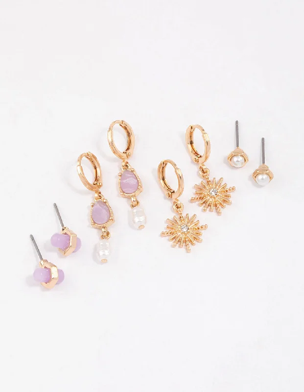 Don't Miss These Dazzling Jewelry Discounts Gold Amethyst Celestial & Pearly Earrings 4-Pack Don't Miss These Dazzling Jewelry Discounts Gold Amethyst Celestial & Pearly Earrings 4-Pack