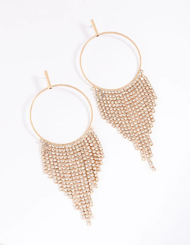 Breathtaking Jewelry At Limited-Time Savings Gold Diamante Drop Cupchain Earrings
