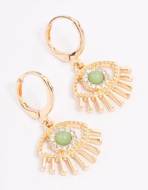 Stunning Jewelry Pieces At The Lowest Prices Ever Gold Green Aventurine Diamante Eye Huggie Earrings Stunning Jewelry Pieces At The Lowest Prices Ever Gold Green Aventurine Diamante Eye Huggie Earrings