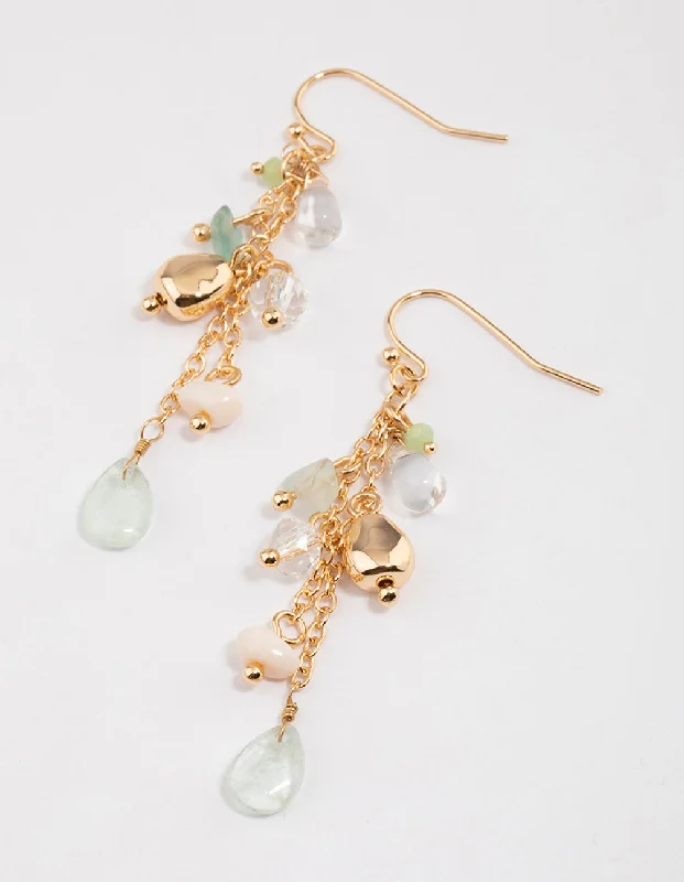 Must-Have Jewelry At Unbelievable Discounts Gold Green Fluorite Tassel Drop Earrings Must-Have Jewelry At Unbelievable Discounts Gold Green Fluorite Tassel Drop Earrings