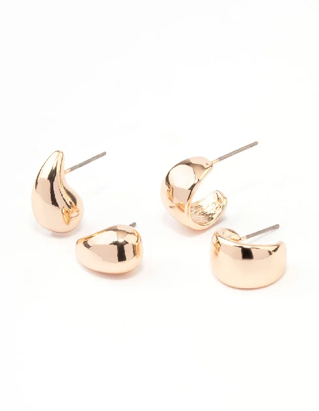 Timeless Elegance Now At Special Discounts Gold Pear Hoop Earring Pack