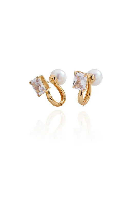 Trendy Minimalist Jewelry For Everyday Wear Gold Pearl Zirconia Multi-wear  Earrings