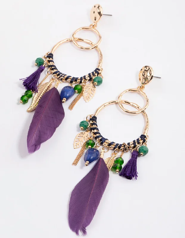 Stunning Statement Jewelry, Unbeatable Discounts Gold Stone Tassel Drop Earrings