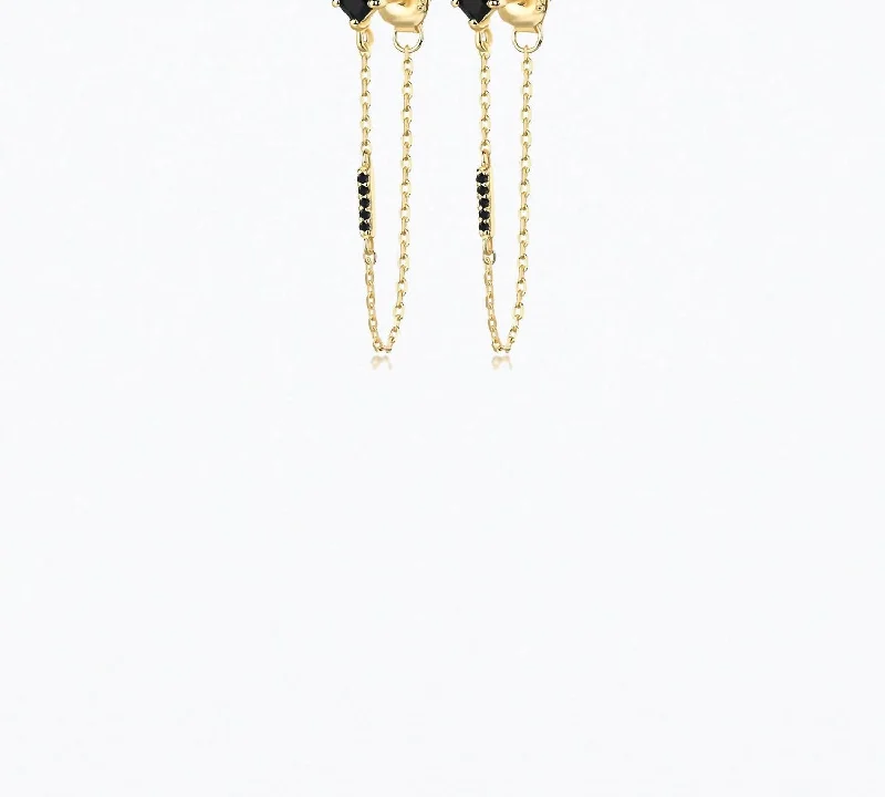 Affordable Glamour – Premium Jewelry For Less Iggy Long Chain Earrings Black Spinel In Gold/black Affordable Glamour – Premium Jewelry For Less Iggy Long Chain Earrings Black Spinel In Gold/black