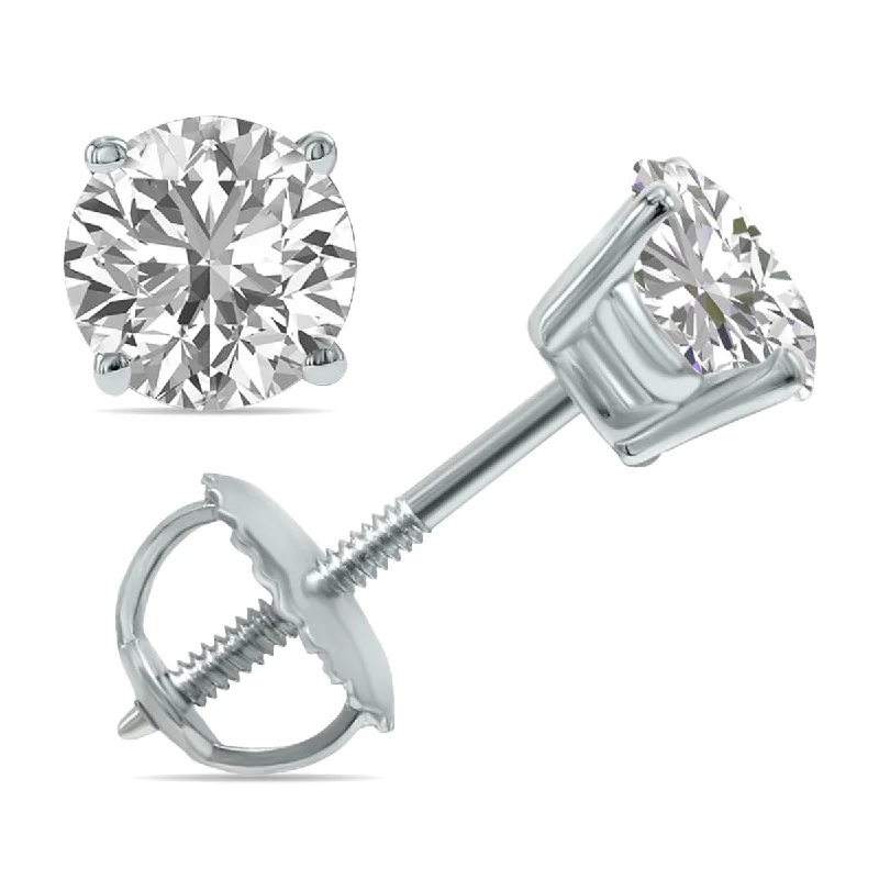 Premium Diamond Jewelry For Unforgettable Moments Lab Grown 1.25 Carat Total Weight Diamond Solitaire Earrings In 14K White Gold