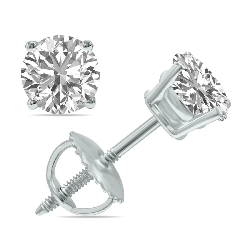 Delicate Crystal Jewelry For Sophisticated Charm Lab Grown 1.50 Carat Total Weight Diamond Solitaire Earrings In 14K White Gold Delicate Crystal Jewelry For Sophisticated Charm Lab Grown 1.50 Carat Total Weight Diamond Solitaire Earrings In 14K White Gold