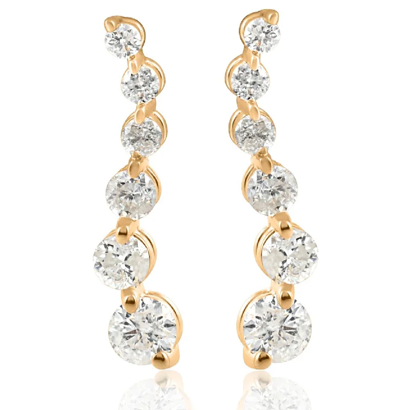 Limited-Time Offer On Premium Jewelry Collections Ladies 1/2ct Diamond Journey Earrings 14K Yellow Gold