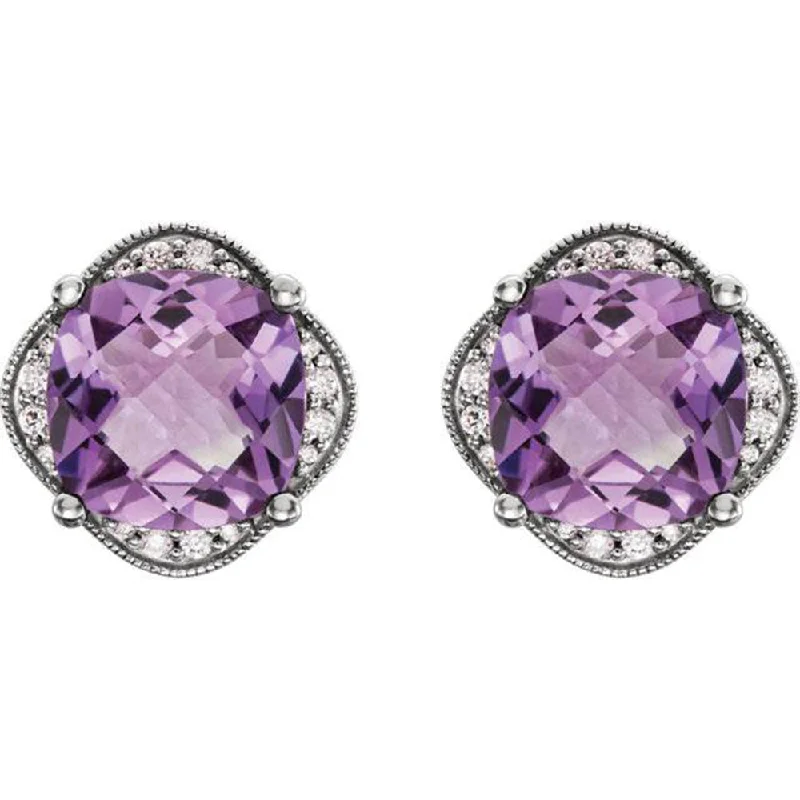Bestselling Jewelry At Special Promotional Rates Large Amethyst & Diamond Vintage 4.25CT Halo Studs Womens Earrings White Gold Bestselling Jewelry At Special Promotional Rates Large Amethyst & Diamond Vintage 4.25CT Halo Studs Womens Earrings White Gold