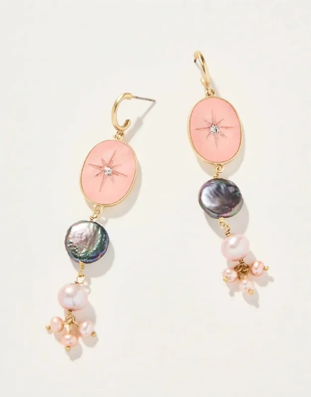 Fashion-Forward Geometric Jewelry For Contemporary Style Linden Dangle Earrings In Pink Mother Of Pearl Fashion-Forward Geometric Jewelry For Contemporary Style Linden Dangle Earrings In Pink Mother Of Pearl