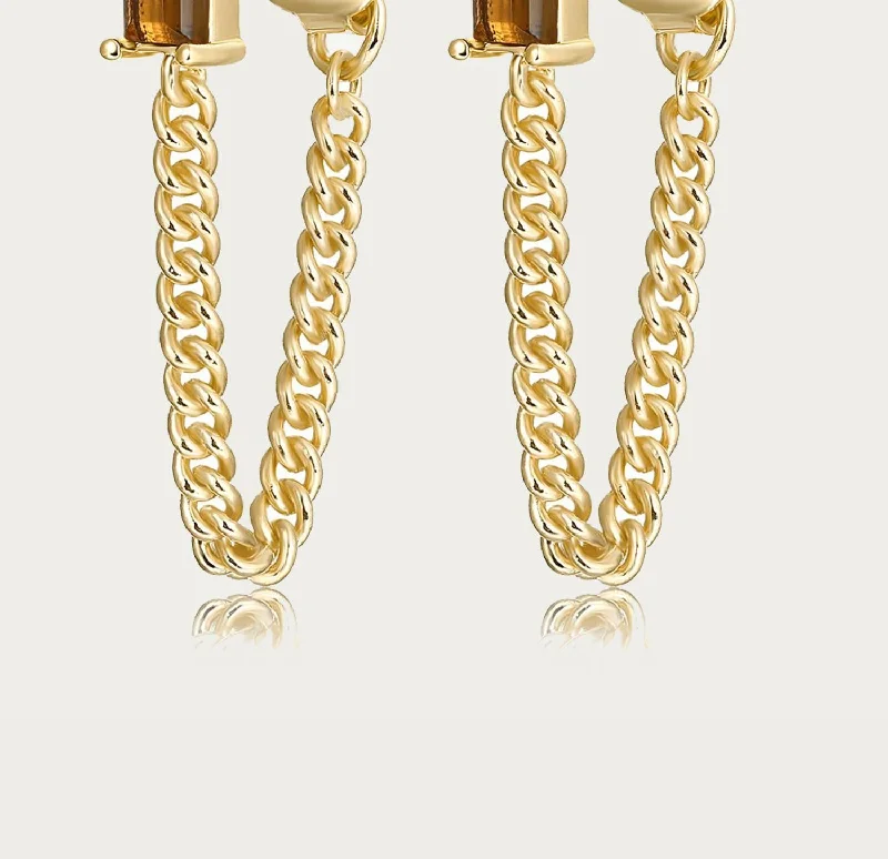 High-Quality Gemstone Jewelry For Special Occasions Lionel Gemstone + Chain Studs In Gold High-Quality Gemstone Jewelry For Special Occasions Lionel Gemstone + Chain Studs In Gold