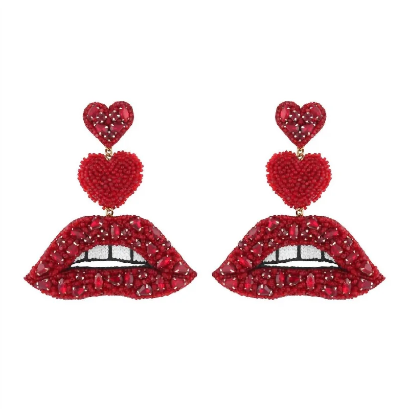 Luxury Handcrafted Jewelry For Elegant Looks Lips Earrings In Red