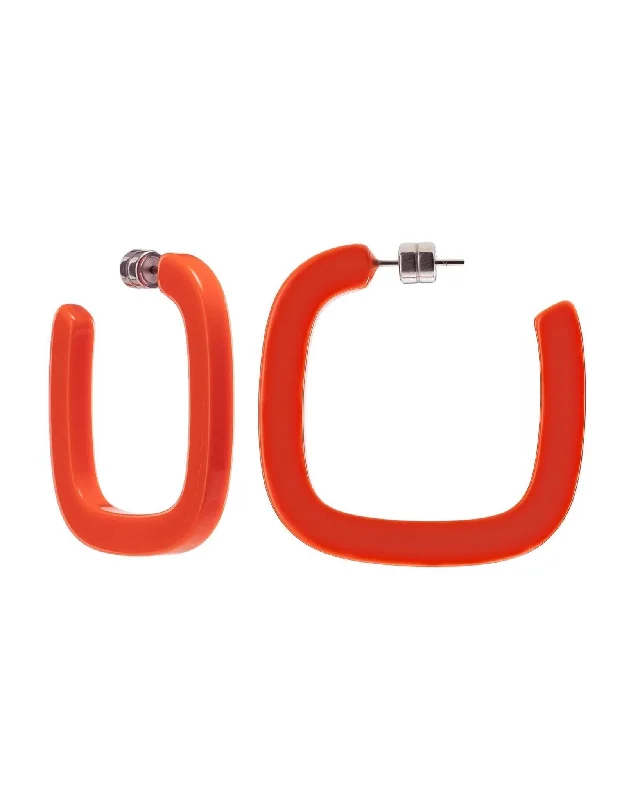 Seasonal Jewelry Deals – Elevate Your Style Midi Square Hoops in Bright Orange