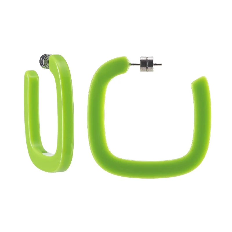 Luxury Jewelry At Unbeatable Discounts Midi Square Hoops in Neon Green