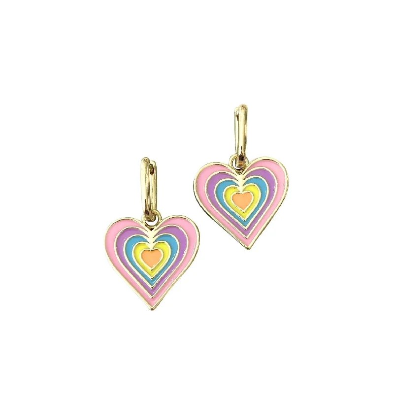 Dainty Floral Jewelry For Feminine Elegance Pastel Heart Huggies Earrings In Multi