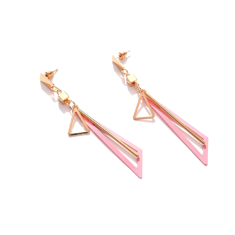 Customized Silver Jewelry For Unique Style Pink Colour Gold Plated Designer Drop Earring Customized Silver Jewelry For Unique Style Pink Colour Gold Plated Designer Drop Earring