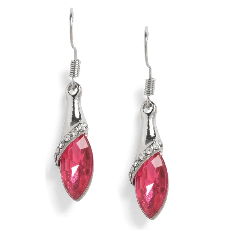 Stunning Jewelry At A Fraction Of The Price Pink Silver-toned Studded Leaf Shaped Drop Earrings Stunning Jewelry At A Fraction Of The Price Pink Silver-toned Studded Leaf Shaped Drop Earrings