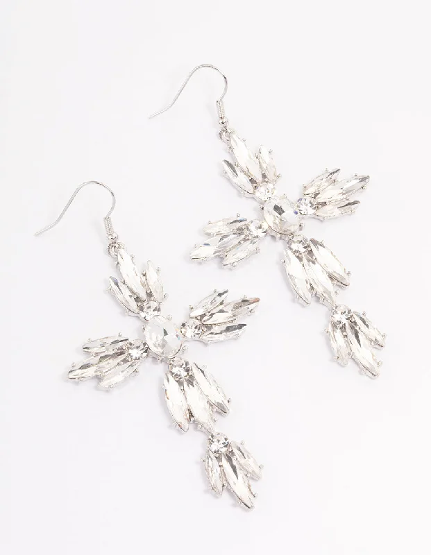 Flash Sale On Elegant Jewelry – Don't Miss Out Rhodium Cross Shard Drop Earrings