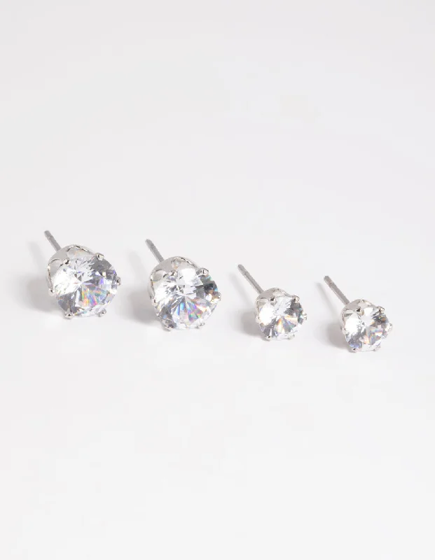 Exclusive Gemstone Jewelry Markdowns – Shop Now Rhodium Diamond Simulant Classic Stud Earring Set