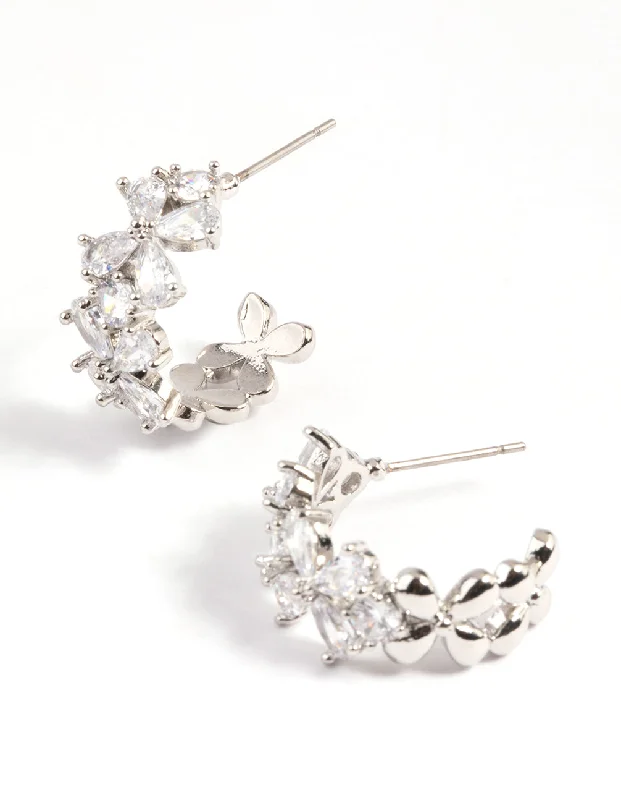Last Chance To Shop High-End Jewelry At Markdown Prices Rhodium Diamond Simulant Floral Hoop Earrings Last Chance To Shop High-End Jewelry At Markdown Prices Rhodium Diamond Simulant Floral Hoop Earrings