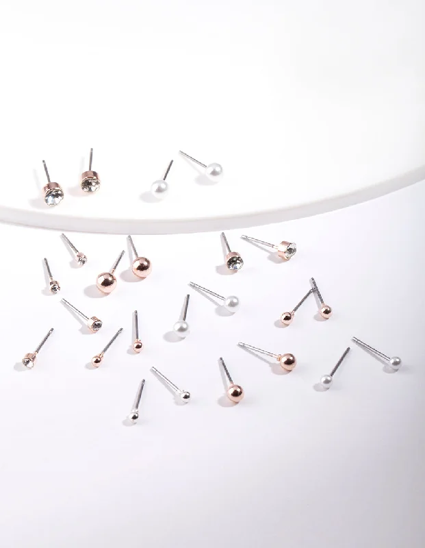 Unmissable Deals On Handmade Jewelry Collections Rose Gold Tiny Diamante Earring 12-Pack Unmissable Deals On Handmade Jewelry Collections Rose Gold Tiny Diamante Earring 12-Pack