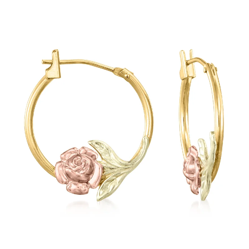 Buy More, Save More On Stunning Jewelry Pieces Ross-Simons 14kt 2-Tone Gold Floral Hoop Earrings Buy More, Save More On Stunning Jewelry Pieces Ross-Simons 14kt 2-Tone Gold Floral Hoop Earrings
