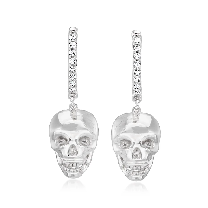Grab Your Favorite Jewelry At The Lowest Prices Ross-Simons Diamond Skull Hoop Drop Earrings in Sterling Silver Grab Your Favorite Jewelry At The Lowest Prices Ross-Simons Diamond Skull Hoop Drop Earrings in Sterling Silver