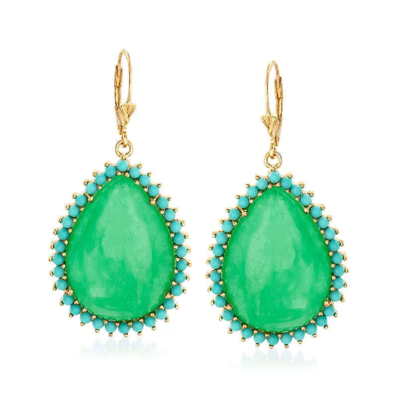 Customized Silver Jewelry For Unique Style Ross-Simons Jade and Simulated Turquoise Drop Earrings in 14kt Gold Over Sterling Customized Silver Jewelry For Unique Style Ross-Simons Jade and Simulated Turquoise Drop Earrings in 14kt Gold Over Sterling