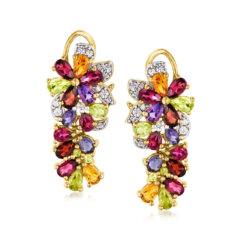 Exclusive Jewelry Bundles At Discounted Rates Ross-Simons Multi-Gemstone Floral Drop Earrings in 18kt Gold Over Sterling Exclusive Jewelry Bundles At Discounted Rates Ross-Simons Multi-Gemstone Floral Drop Earrings in 18kt Gold Over Sterling