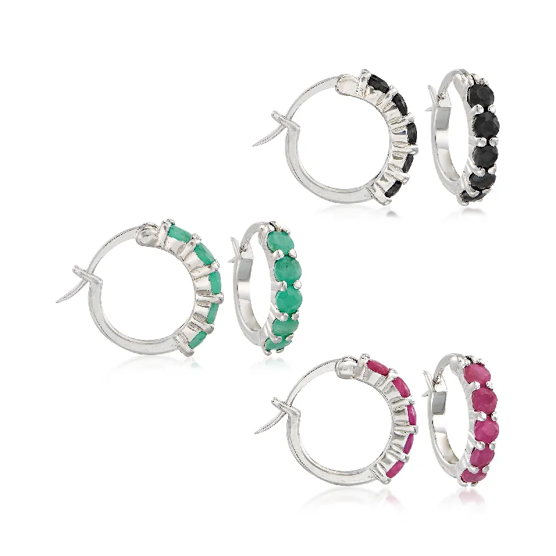 Premium Jewelry At Special Low Prices For A Limited Time Ross-Simons Multi-Stone and Sterling Silver Jewelry Set: 3 Pairs Of Huggie Hoop Earrings Premium Jewelry At Special Low Prices For A Limited Time Ross-Simons Multi-Stone and Sterling Silver Jewelry Set: 3 Pairs Of Huggie Hoop Earrings