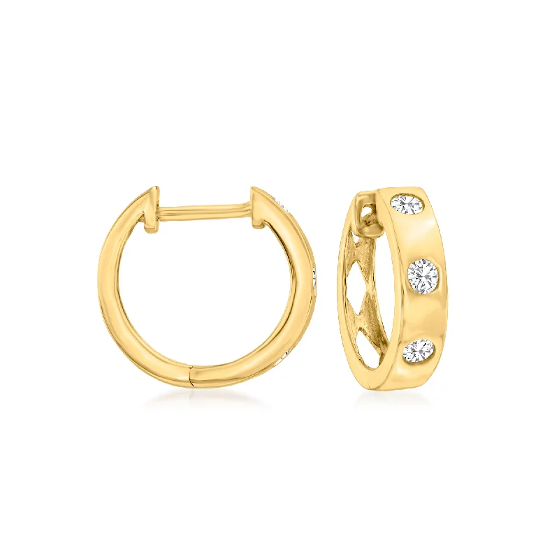Don't Miss Out On Bestselling Jewelry At Special Prices RS Pure by Ross-Simons Bezel-Set Diamond Huggie Hoop Earrings in 14kt Yellow Gold Don't Miss Out On Bestselling Jewelry At Special Prices RS Pure by Ross-Simons Bezel-Set Diamond Huggie Hoop Earrings in 14kt Yellow Gold