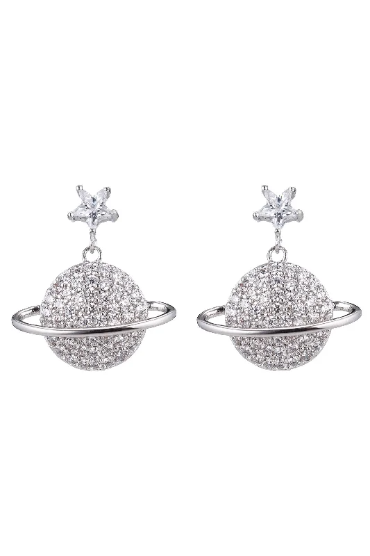 Last Chance To Grab Your Favorite Jewelry At A Discount Saturn Earrings - Silver