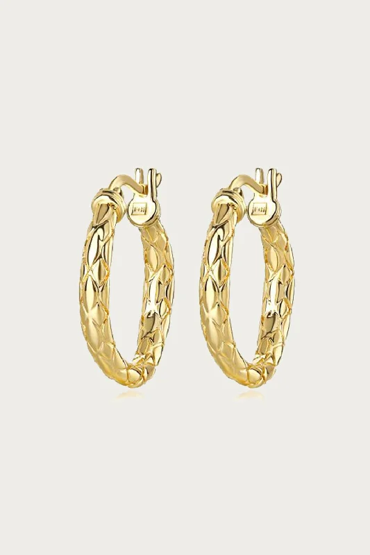 Trendy Minimalist Jewelry For Everyday Wear Snakeskin Hoops In Gold