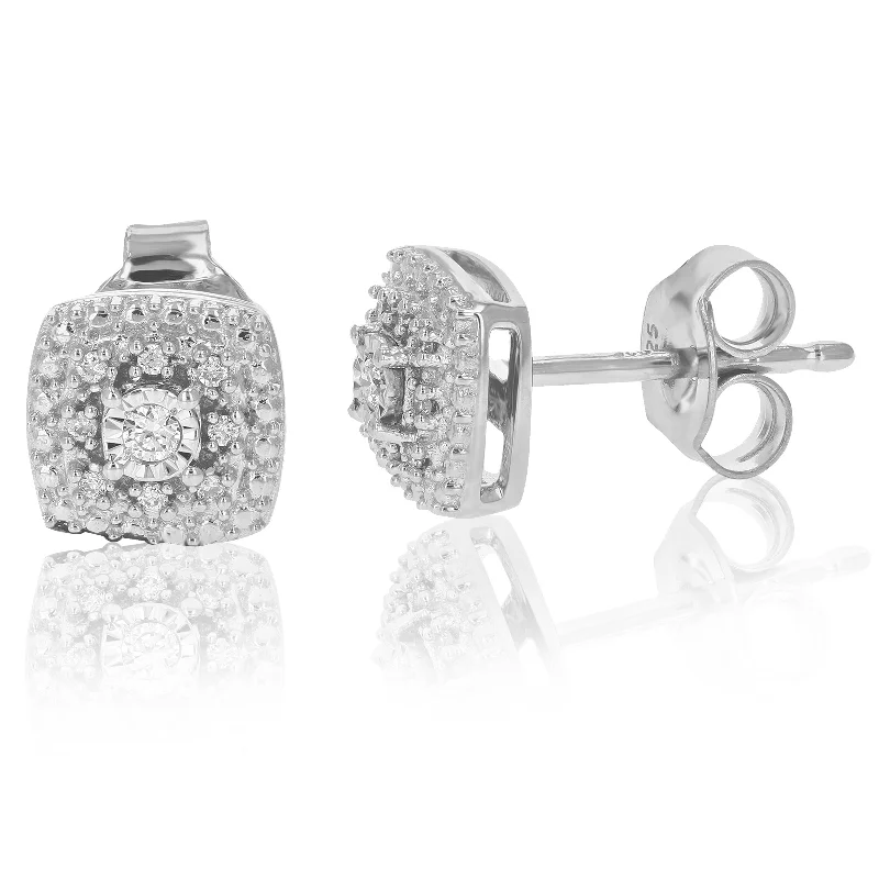 Elevate Your Jewelry Collection With Limited-Time Savings Square Studs 1/10 cttw Round Lab Grown Diamond Earrings Made In .925 Sterling Silver Prong Settings Elevate Your Jewelry Collection With Limited-Time Savings Square Studs 1/10 cttw Round Lab Grown Diamond Earrings Made In .925 Sterling Silver Prong Settings