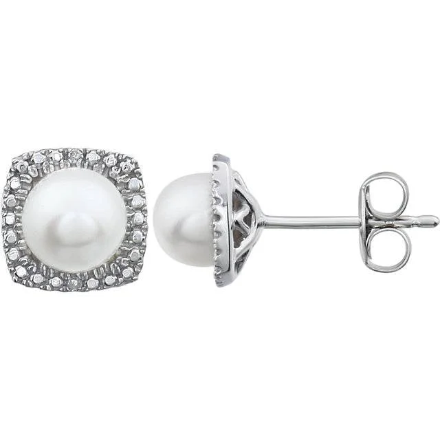 Your Perfect Accessory Now At The Best Price Sterling Silver Freshwater Cultured Pearl & .015 CTW Diamond Earrings Your Perfect Accessory Now At The Best Price Sterling Silver Freshwater Cultured Pearl & .015 CTW Diamond Earrings