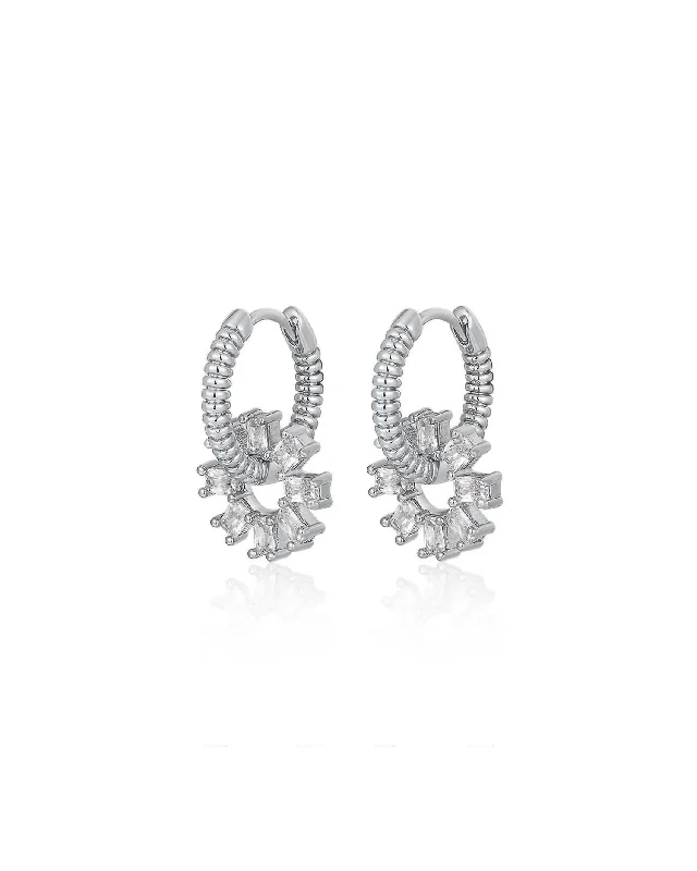 Versatile Layering Jewelry For Effortless Chic The Baguette Washer Huggies In Silver Versatile Layering Jewelry For Effortless Chic The Baguette Washer Huggies In Silver