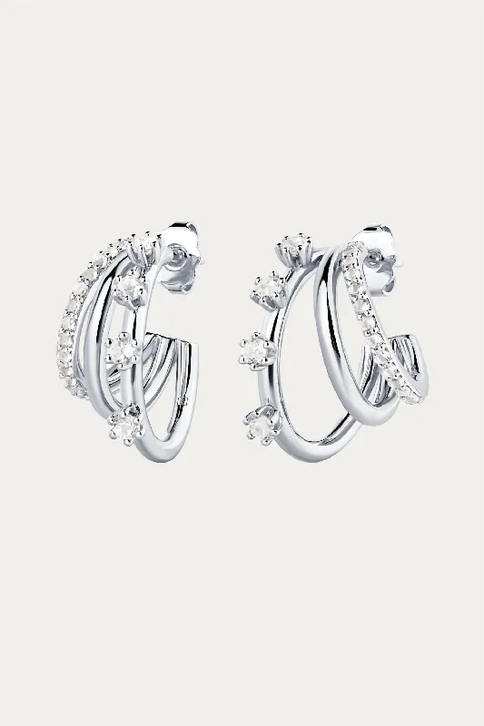 Bohemian-Inspired Jewelry For Free-Spirited Fashion Triple Threat Gemstone Hoops In Silver Bohemian-Inspired Jewelry For Free-Spirited Fashion Triple Threat Gemstone Hoops In Silver