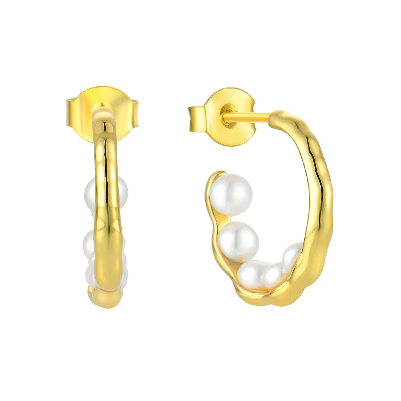 Premium Jewelry, Premium Discounts – Act Fast Waterproof Yellow Gold Plated Classic Faux Pearl Earring Premium Jewelry, Premium Discounts – Act Fast Waterproof Yellow Gold Plated Classic Faux Pearl Earring