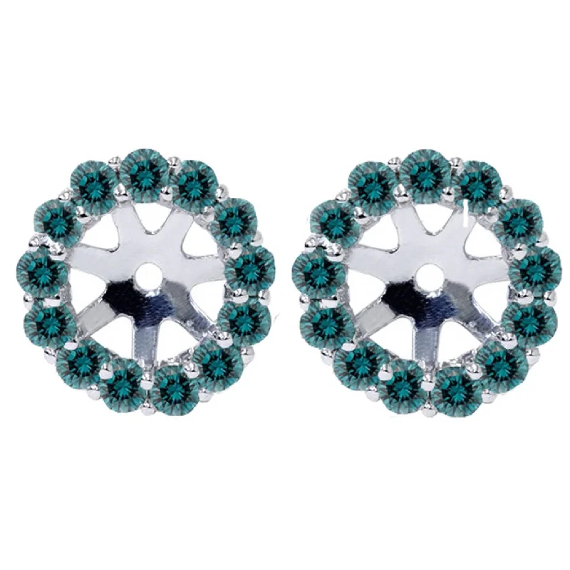 Everyday Jewelry Essentials Now On Sale Women's 3/4ct Halo Blue Diamond Earring Jackets 14K White Gold (4.5-6mm) Everyday Jewelry Essentials Now On Sale Women's 3/4ct Halo Blue Diamond Earring Jackets 14K White Gold (4.5-6mm)