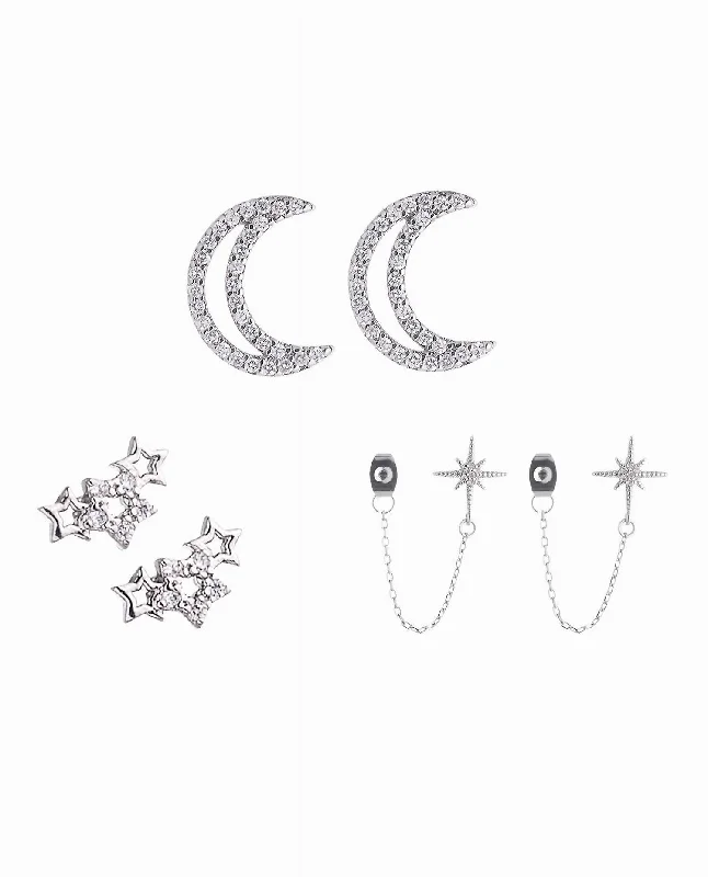 Jewelry Sale – Exclusive Styles At Lower Prices Women's Celestial Trio Earring Set In Silver Jewelry Sale – Exclusive Styles At Lower Prices Women's Celestial Trio Earring Set In Silver