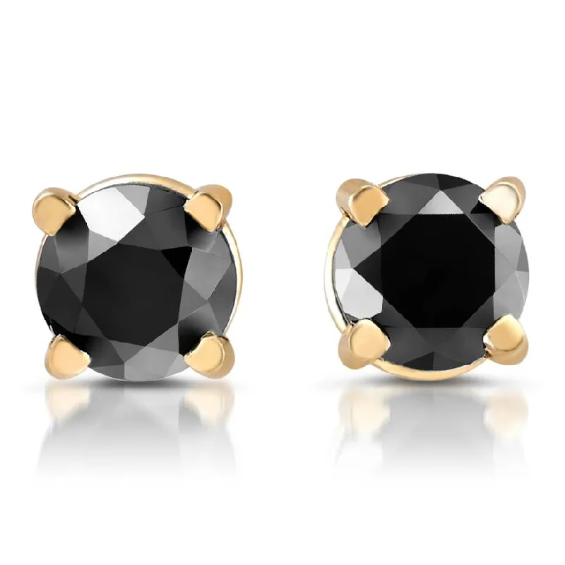 Eco-Friendly Sustainable Jewelry For Conscious Buyers Yellow Gold 1/4ct Round Cut Black Diamond Studs Eco-Friendly Sustainable Jewelry For Conscious Buyers Yellow Gold 1/4ct Round Cut Black Diamond Studs