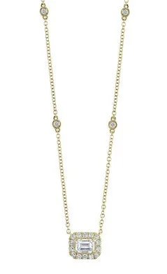 Limited-Stock Jewelry Sale – Once It's Gone, It's Gone 0.40CT-CTR(EMERALD) 0.21CT-SIDE DIAMOND NECKLACE