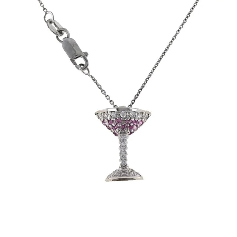 Premium Diamond Jewelry For Unforgettable Moments Diamond and Pink Sapphire Tiny Treasures Martini Glass Pendant Premium Diamond Jewelry For Unforgettable Moments Diamond and Pink Sapphire Tiny Treasures Martini Glass Pendant