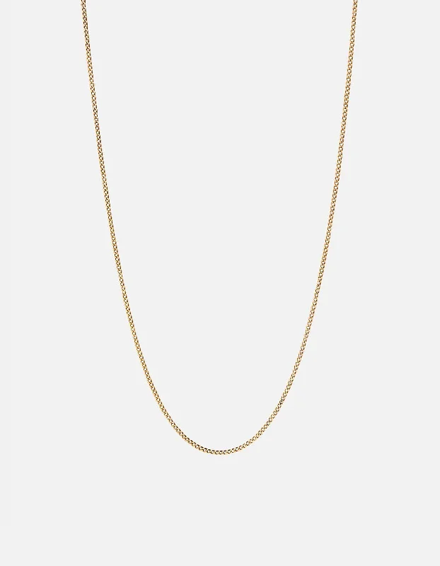 Romantic Heart-Shaped Jewelry For Special Gifts 1.3mm Cuban Chain Necklace, Gold Vermeil Romantic Heart-Shaped Jewelry For Special Gifts 1.3mm Cuban Chain Necklace, Gold Vermeil