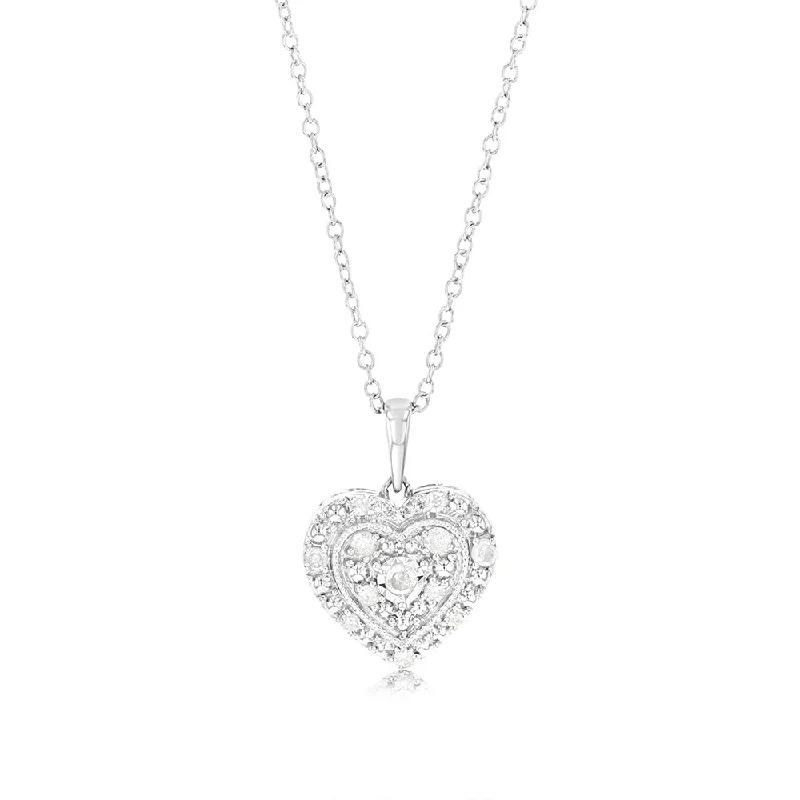 Luxury Meets Affordability – Jewelry Sale Live Now 1/6 Carat Diamond Heart Pendant in Sterling Silver