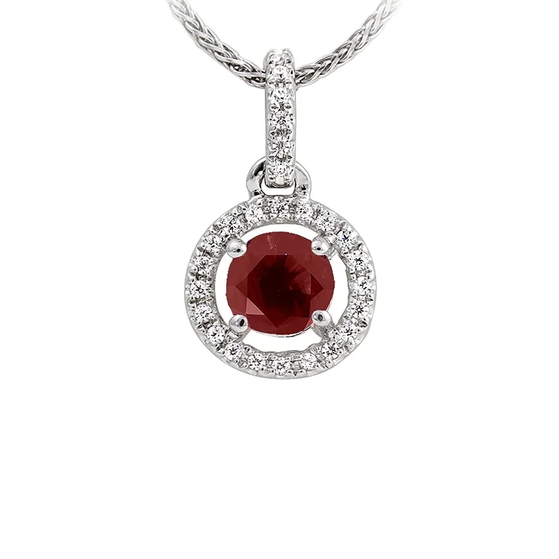 Shine In Style – Shop Jewelry Discounts Today Ruby and Diamond Halo Pendant